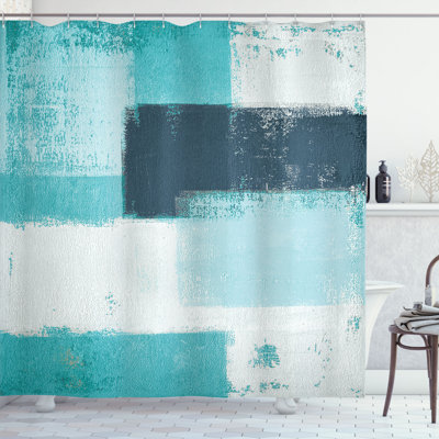 Adrinne Abstract Shower Curtain with Hooks Included