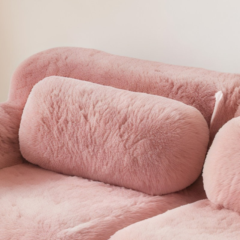 Canapé modulaire rose moelleux moelleux à 2 places, canapé ergonomique avec base antidérapante, éponge à haute densité 32D et coussins décoratifs pour le salon