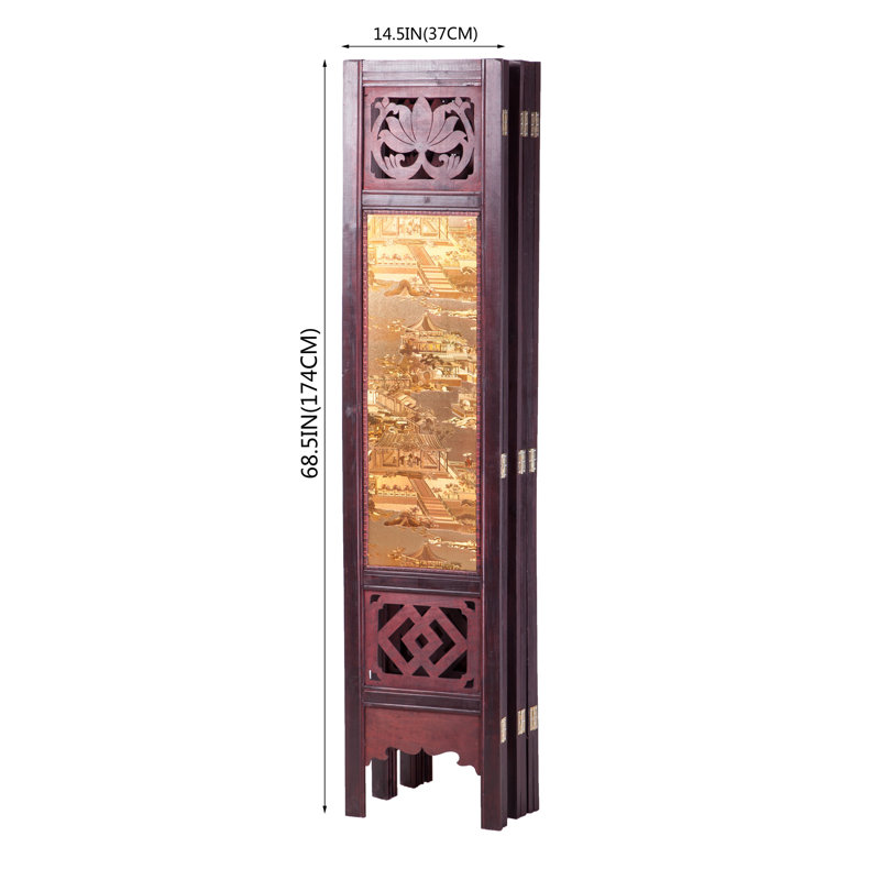 Cloison 6 panneaux en bois massif l 90 po x H 68,5 po Marleene