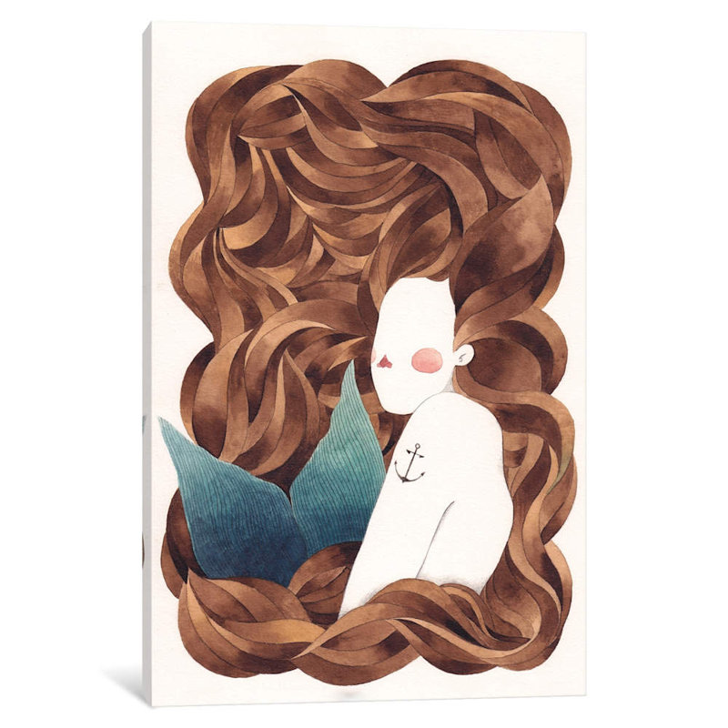 Mermaid by Gemma Capdevila - Print on Canvas, 66.04 cm H x 45.72 cm W x 1.91 cm D, Wrapped Canvas