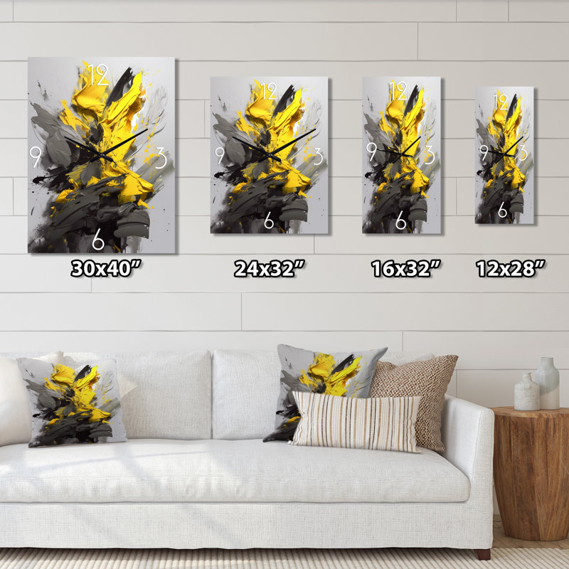 Horloge murale jaune et jaune, H 32 po x l 24 po