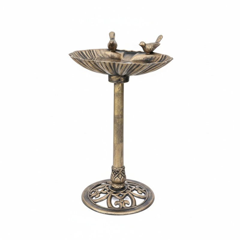 Bronze Effect Bird Bath & Feeder For Garden Birds