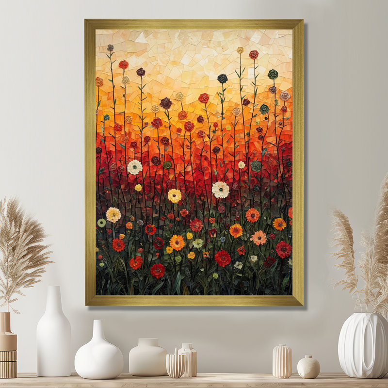 Bayley - art mural floral, H 40 po x l 30 po, Reproduction encadrée d'une seule photo, Doré