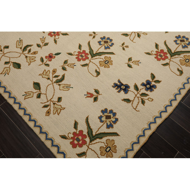 Tapis traditionnel ivoire en laine tissé à la main 6 x 9 pi 3 po