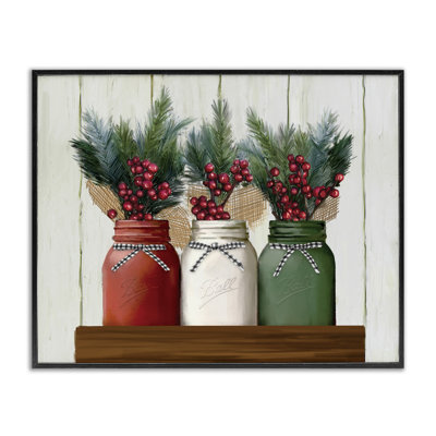 «Festive Holiday Jars Christmas Berry Bouquets» par Ziwei Li - impression