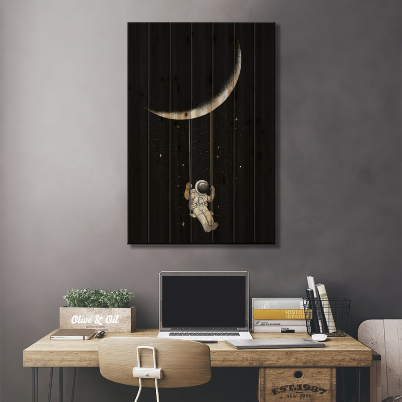Moonachie Moon Swing - impression sur bois sans cadre, H 26 po x l 18 po x P 1,5 po
