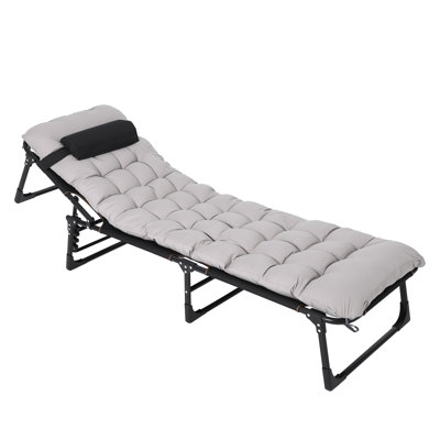 Foldable Adult Camping Cot with Removable Mattress, 400 LBS Weight Capacity, 5-Position Adjustable Reclining 600D Oxford Outdoor Sleeping Cot