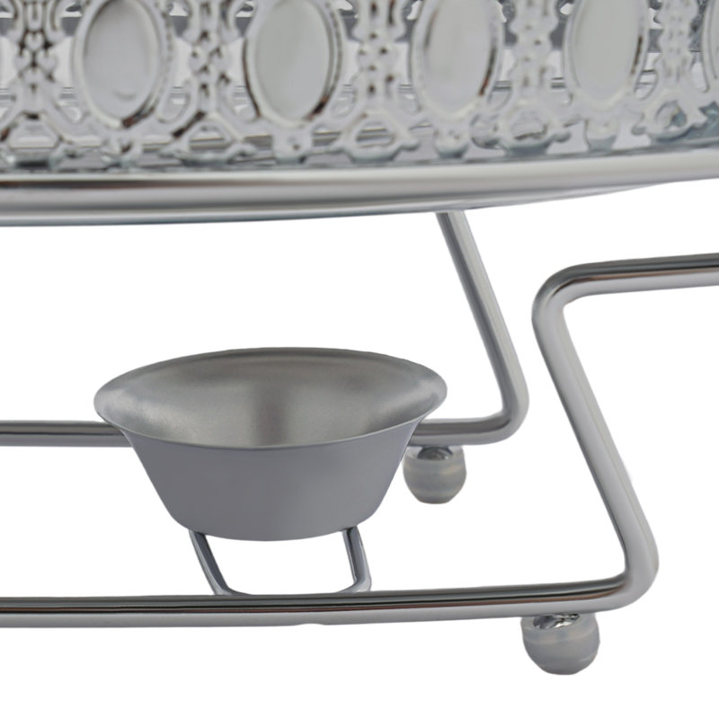 Oval Food Warmer Buffet Chafing Dish Set, Silver