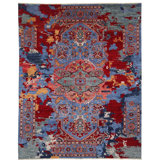 High-Quality Hand-Knotted Blue And Red Area Rug