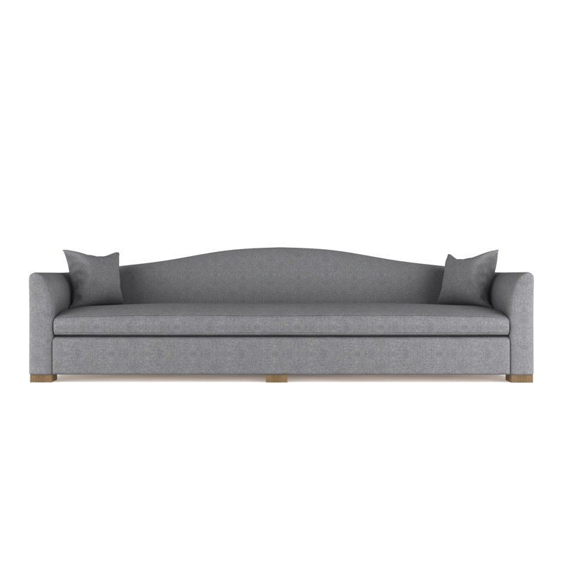 Horatio Camelback Taper Curved-Arm Extra Long Sofa, 33" H x 120" W x 40" D, Distressed Leather Chocolate, Natural
