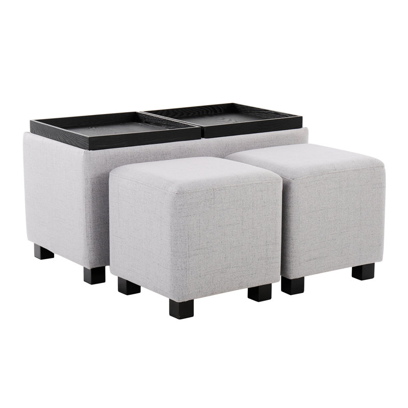 Repose-pieds avec rangement 17 po Callaham, Polyester gris