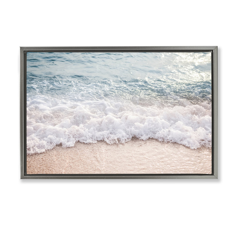Toile flottante aérienne «Ocean Foam» par Nataly White, Cadre flottant gris lustré, H 21 po x l 31 po