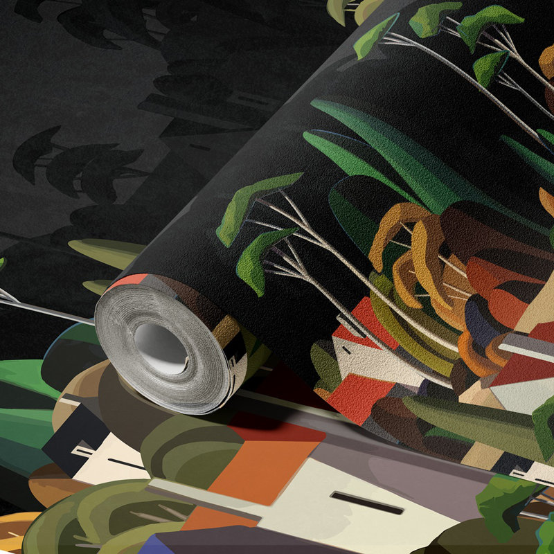 Papier peint mural Moody Village, L 110,04 po x l 204 po, Vert
