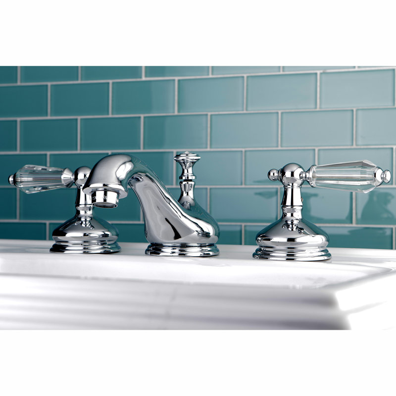 Robinet de salle de bain espacé à deux poignées à 3 trous avec bonde escamotable en laiton Kingston, Chrome