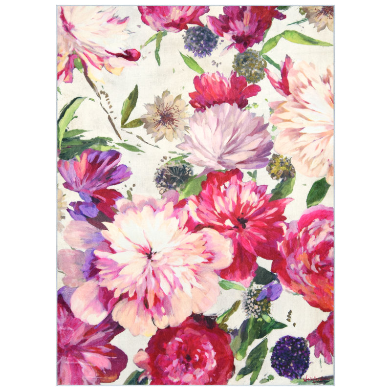 Tapis lavable à la main Amoroso B, tissé à la machine, 100% polyester, velours de 2 mm, antidérapant.