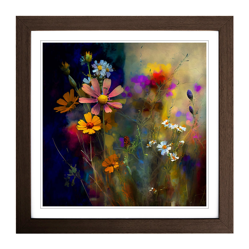 Wildflowers Impressionism - Framed Print, Walnut