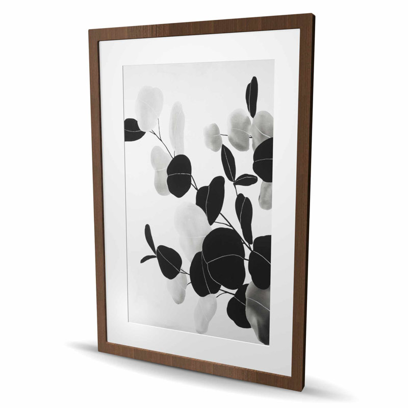 Grayscale Branches with Leaves | Framed Matted Print Decor