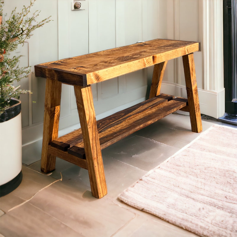 Minoo Solid Wood Storage Bench, Brown