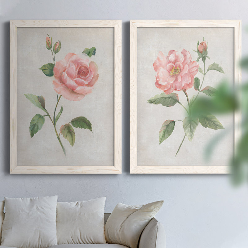 Grandiflora I - Ensemble de 2 peintures sur toile encadrées, Cadre blanc, H 31,5 po x l 47 po x P 1,5 po
