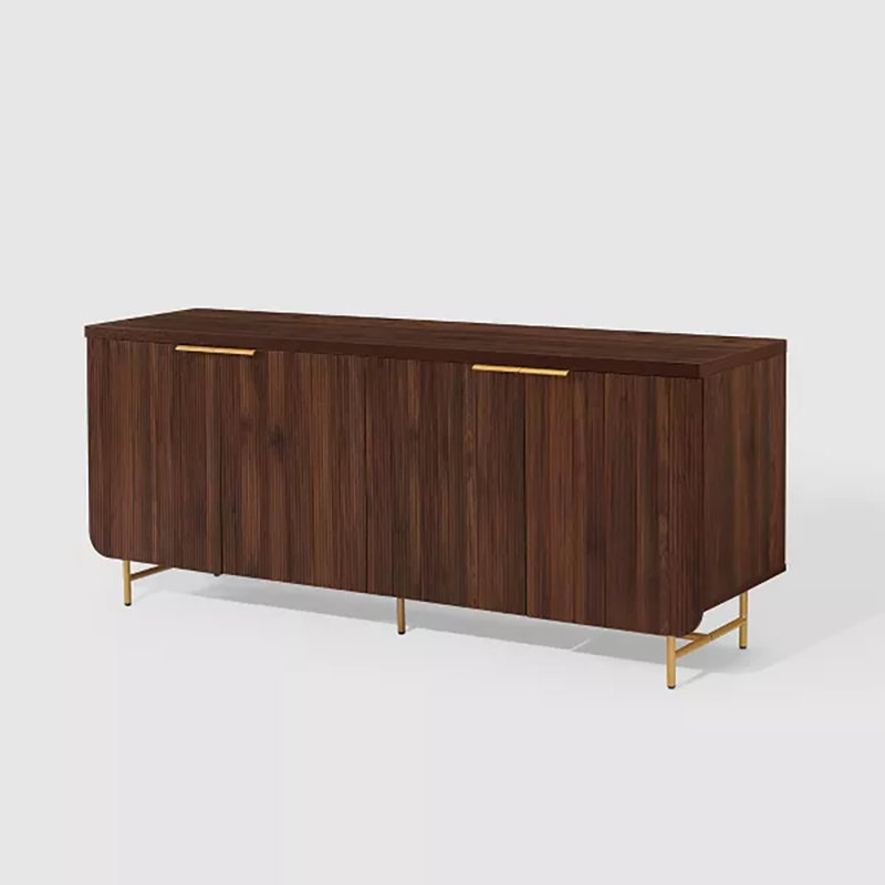 Buffet en bois massif avec meuble télé en bois de pin naturel, Brun