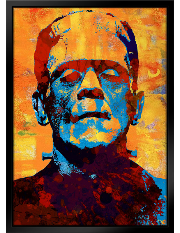 Frankenstein Pop Art - estampe numérique sur toile avec cadre flottant vertical, H 30 po x l 24 po