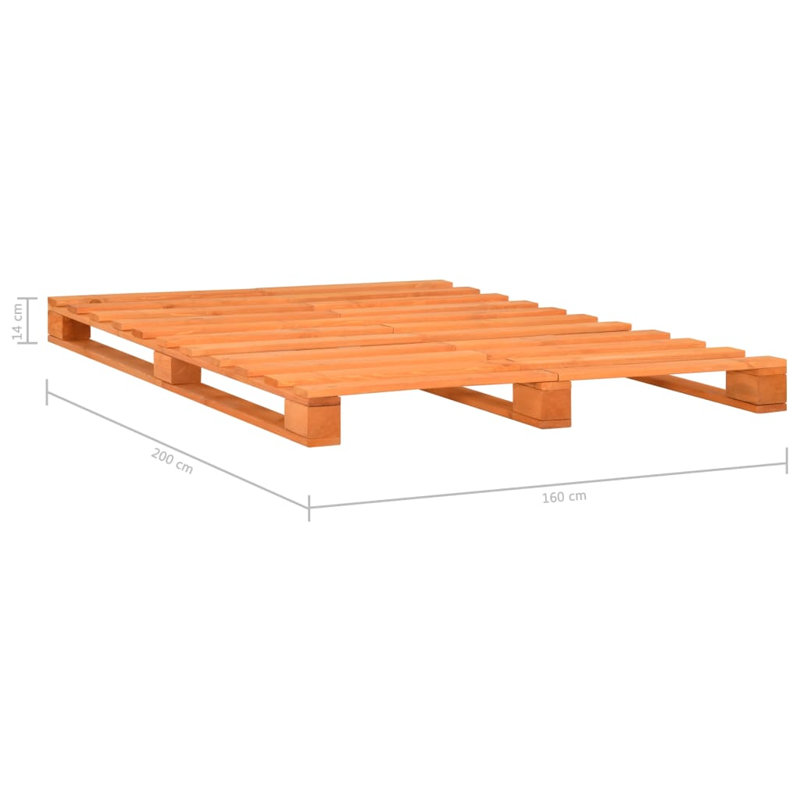 vidaXL Bed Frame Solid Pine Wood Durable, Orange, European Kingsize (160 x 200 cm)