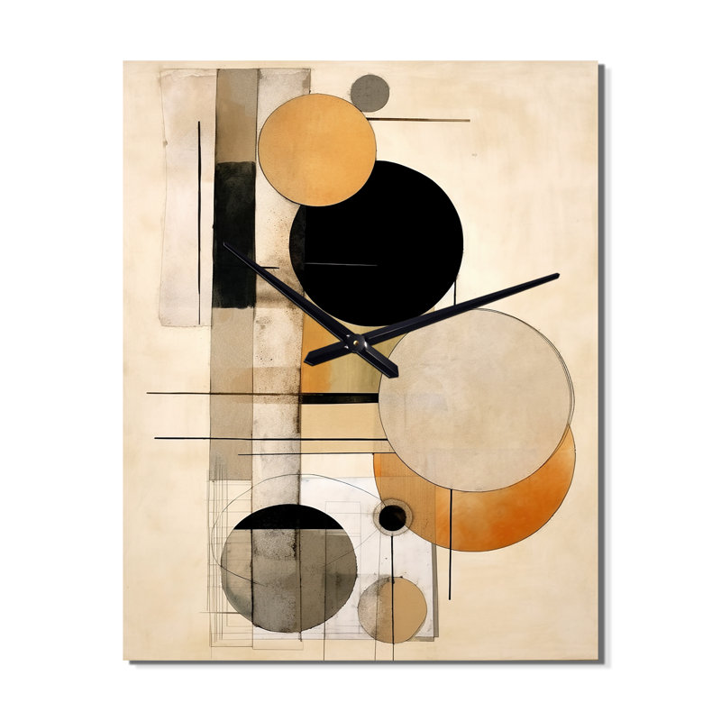 Cubisme beige Synergy - horloge murale moderne abstraite, Médium