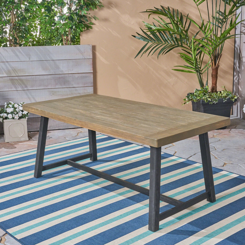Osbourne Rectangular Acacia Outdoor Dining Table , 70.75'' in. W 35.5'' in. D, Sandblast Gray