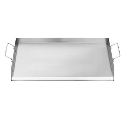 Plaque chauffante universelle 32 po x 16 po en acier inoxydable pour barbecue, parois latérales pour maintenir la stabilité des aliments, plaque de cuisson barbecue large pour plusieurs portions avec fond en forme de X, bac à graisse et grande capacit?