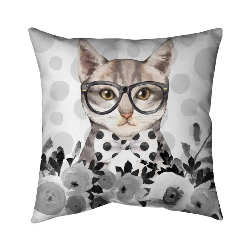 Geek cat - 16"x16" Throw pillow - Poly twill - Print on demand, 16"x16", Polyester/Polyfill