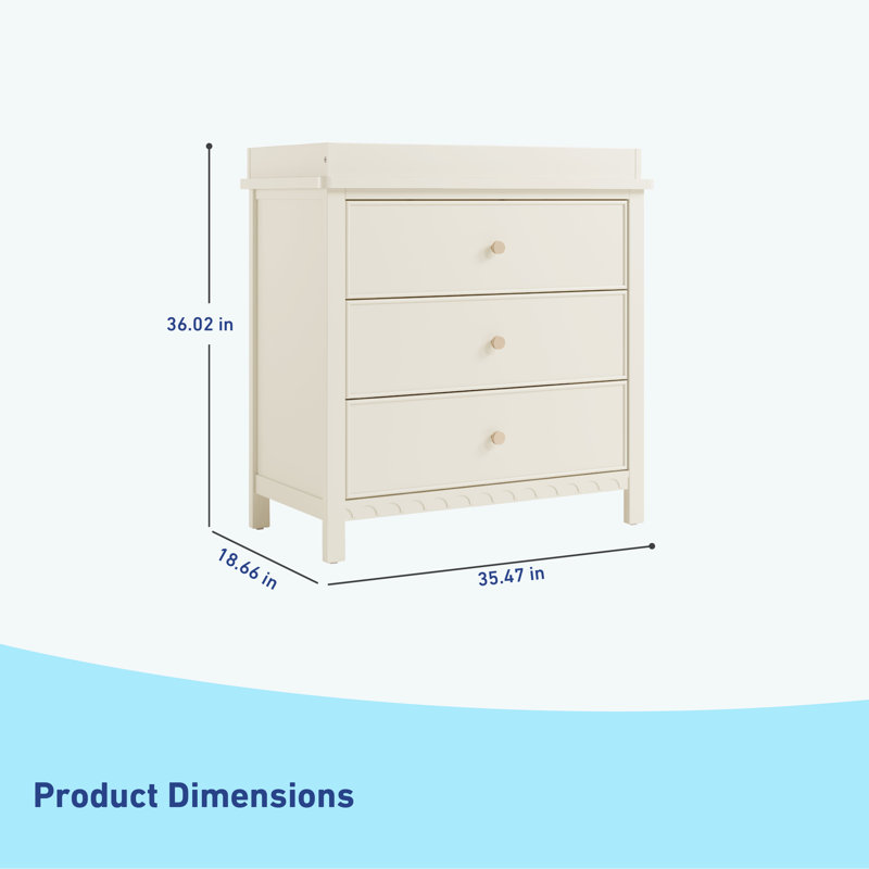 Sasha 3 Drawer Chest With Changing Topper, Frosted Oat