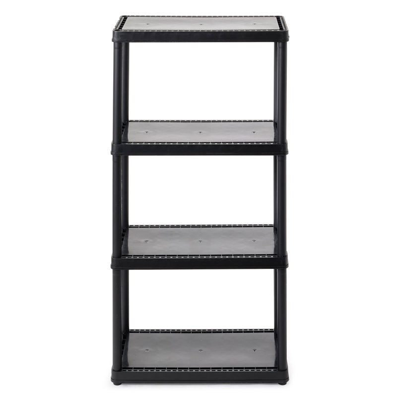 Gracious Living 4 Shelf Fixed Height Light Duty Storage Unit, Black (4 Pack)