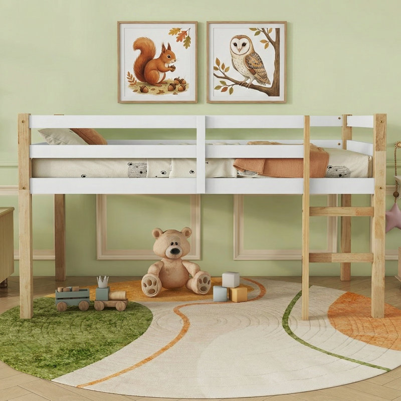 Lit mezzanine simple en bois d'hévéa massif l 78,6 po x P 42,5 po x H 44,3 po Inspirit