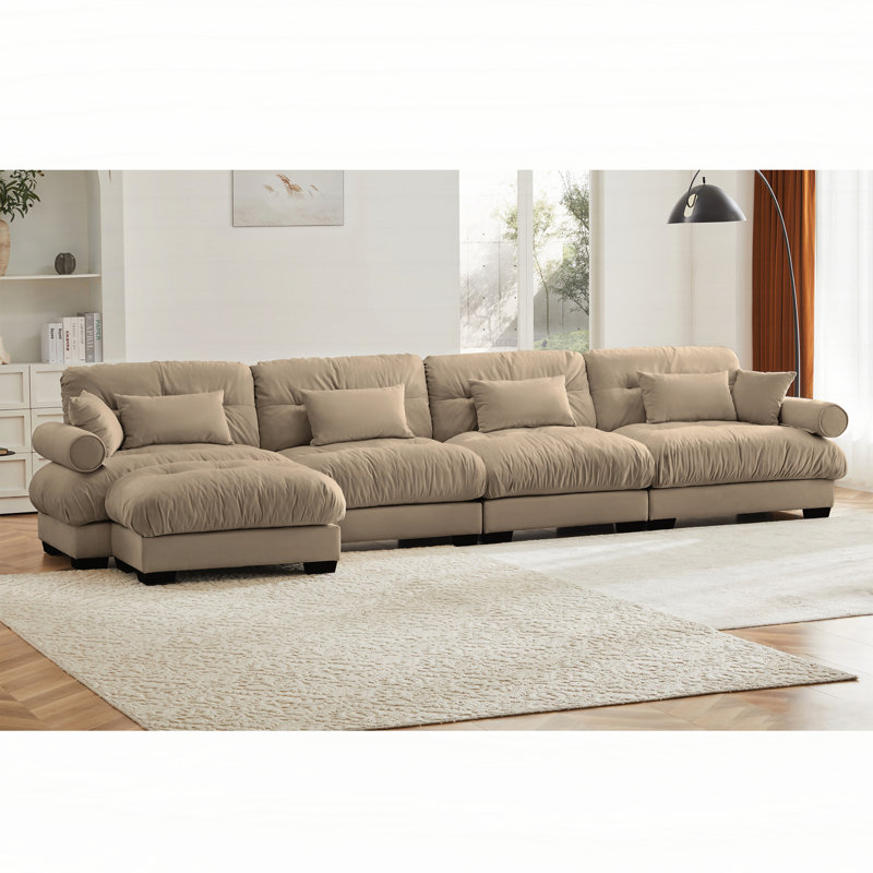 Super Comfort Oversized Modular Sectional Sofa Couch With Movable Ottoman,Corner Sectional With Bolstered Armrests, Deep Seat Cloud Couch, Convertible L Shaped Couch