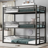 Ivy Bronx Full over Full over Full Metal Triple Bunk Bed with Safety ...