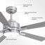 Ventilateur de plafond à DEL à intensité variable de 52 po avec moteur à courant continu réversible et télécommande-804887630-804887631-804887626