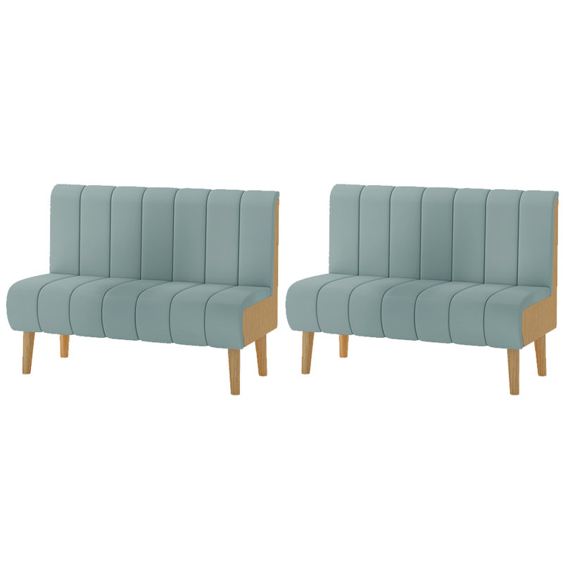 Banc rembourré en similicuir, Bleu pâle