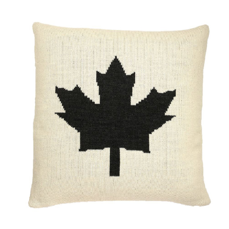 O Canada Throw Pillow, 18" x 18", Dark Gray/Cream, Polyester/Polyfill