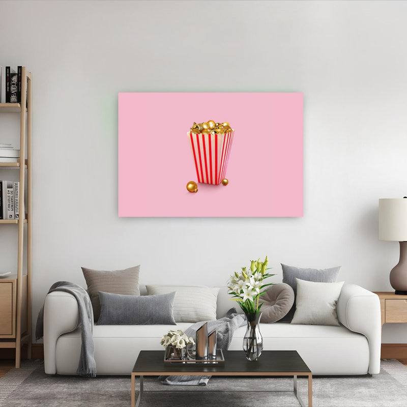 Fête popcorn coloré, arbre surréel moderne, impression d'art mural, 40" H x 60" W