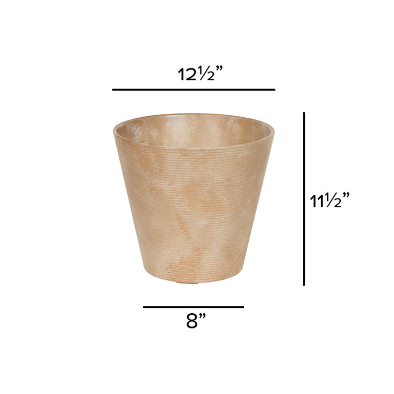 Pot à fleurs en résine Carreras, Taupe, H 11,5 po x l 12,5 po x P 12,5 po