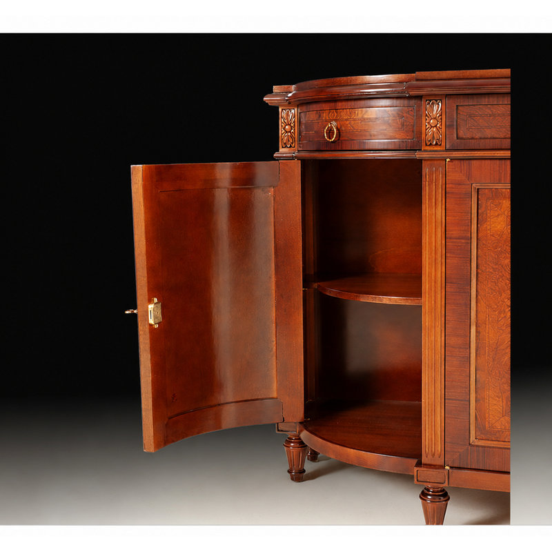 Italian Walnut Burl Serpentine Sideboard with Curved Doors
