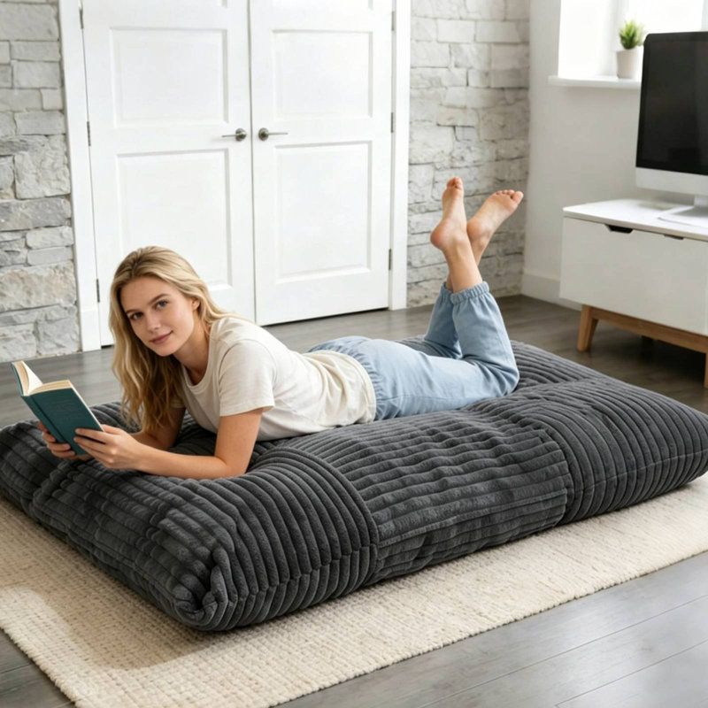 Giant Bean Bag Chair With Convertible Bean Bag Mat And Machine-washable Cover. Suitable For Adults, It Can Be Placed In Various Settings Such As Living Rooms, Bedrooms, And Studies.