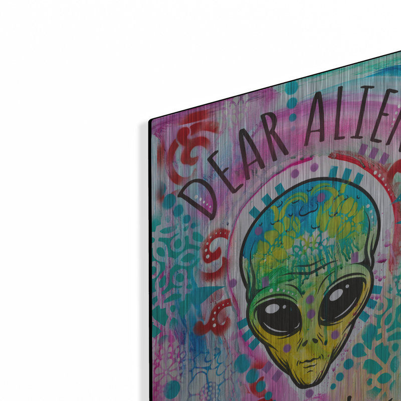 Art mural en métal Trinx «Dear Aliens» par Dean Russo, H 24 po x l 16 po