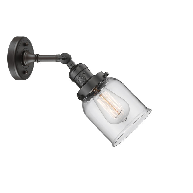 Applique murale 1 lumière 8 po Bell, Ampoule à DEL rétro de 6 watts, Clair, Bronze frotté à l'huile