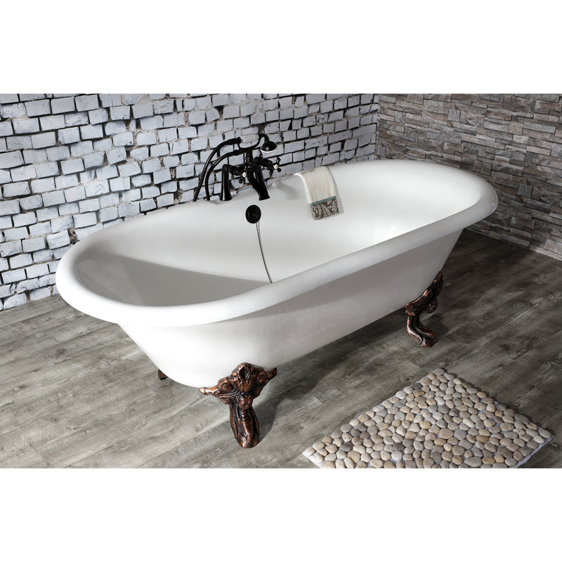 Kingston Brass Aqua Eden 72-Inch Cast Iron Oval Double Ended Clawfoot Tub (7-Inch Faucet Drillings), Oil Rubbed Bronze