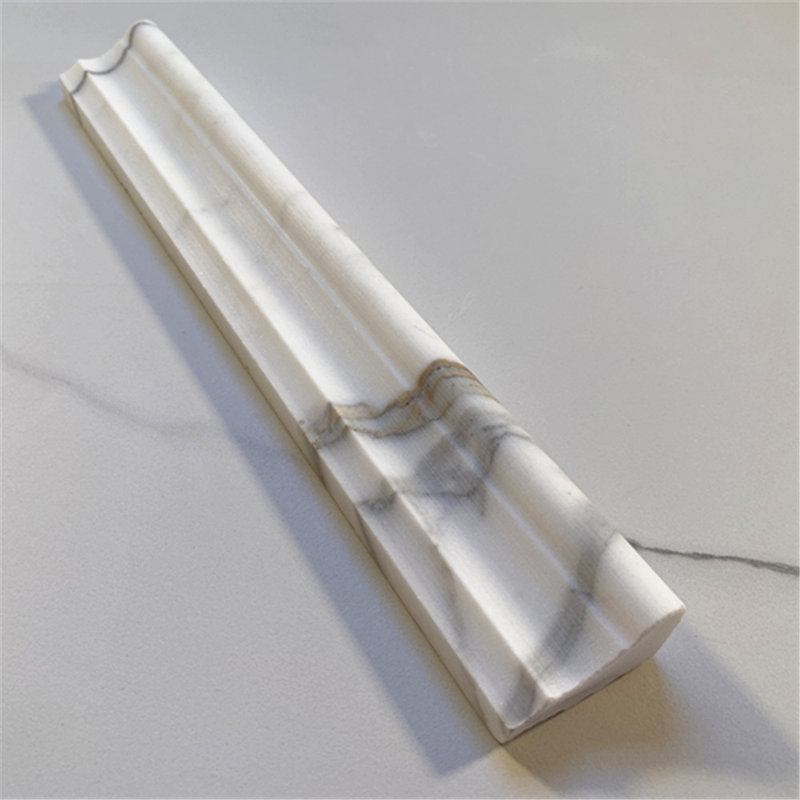 Calacatta 12" x 2" Marble Mosaic Tile, LIght Gray