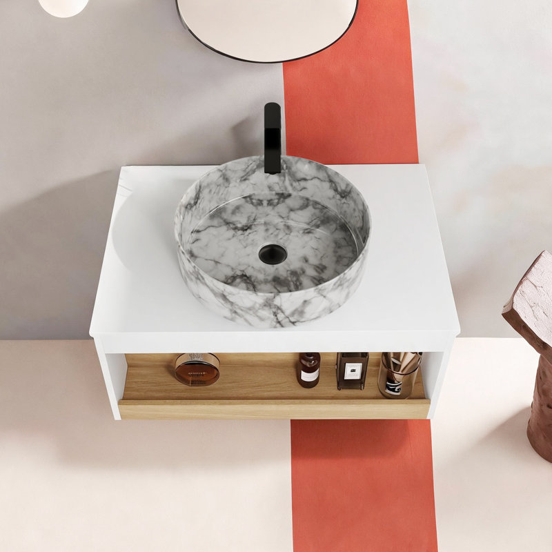 Meuble-lavabo flottant 30 "Aura (RTA) Aura, L 29,54 po, Blanc / Gris