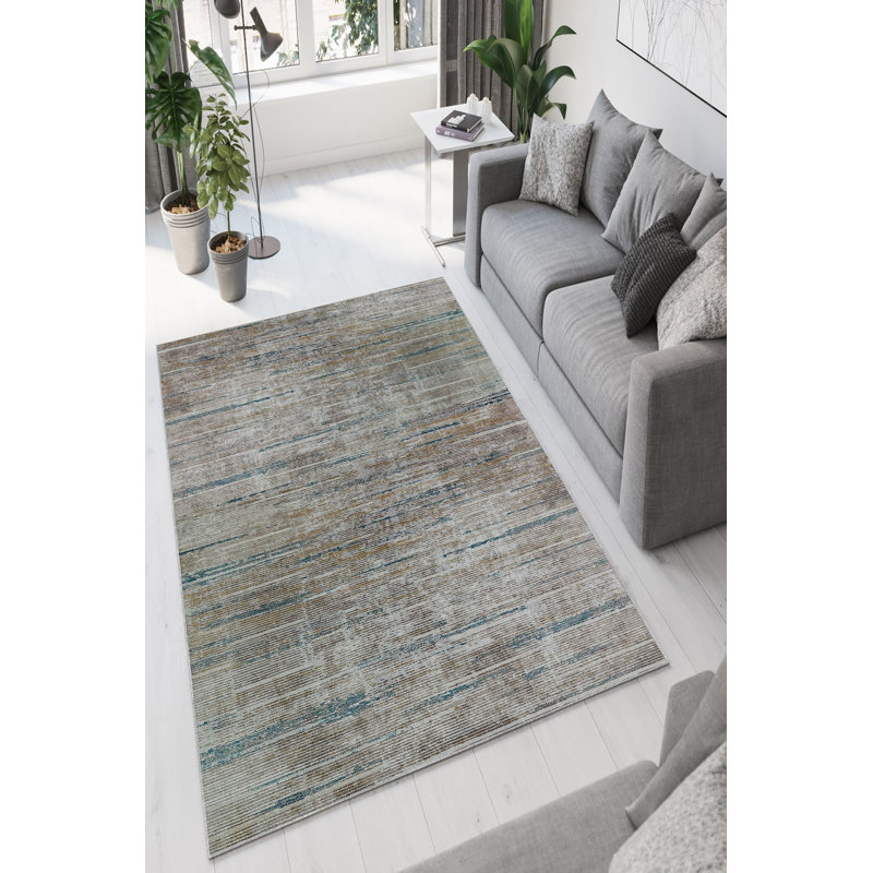 Stylish Hall Carpet 100% Polyester, 31.5 x 59.1 inches | 650 g/m², 0.16 in Pile Height | Antibacterial, Eco-Friendly, Non-Slip PVC Dot Underside | Machine Washable, Beige, Blue & Gold, Perfect for Any Home Décor