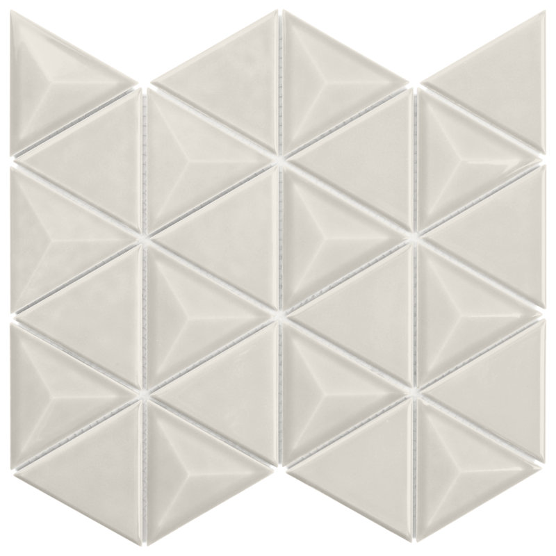 Overlay Triangle 11.02 In. X 12.55 In. Glossy Ceramic Mosaic Wall Tile (11 Sq. Ft. / Case), Mushroom Gray