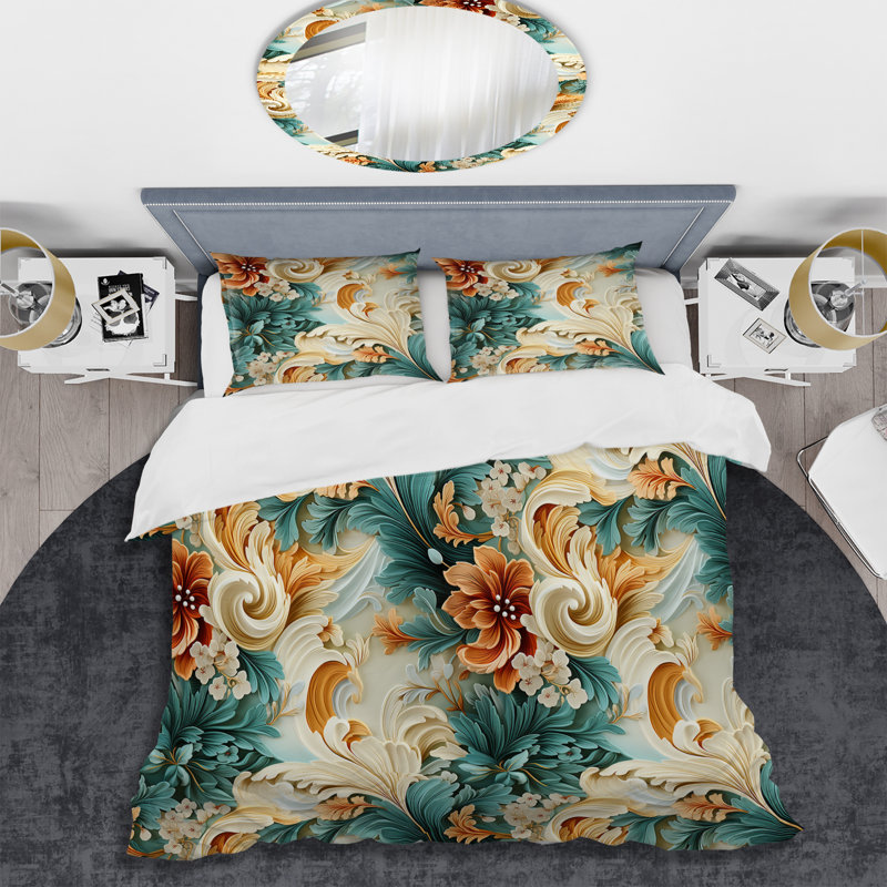 Literie rustique à motif cachemire turquoise et jardins, Housse de couette simple + 1 taie décorative stan